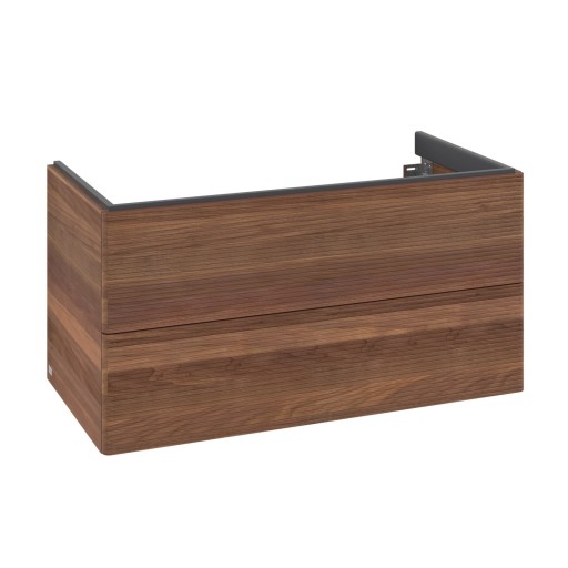 Dulap baza suspendat Villeroy & Boch Antao cu 2 sertare  98.8x50.4cm  front texturat Warm Walnut
