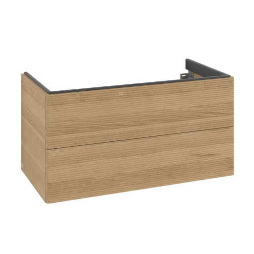 Dulap baza suspendat Villeroy & Boch Antao cu 2 sertare  98.8x50.4cm  front texturat Honey Oak