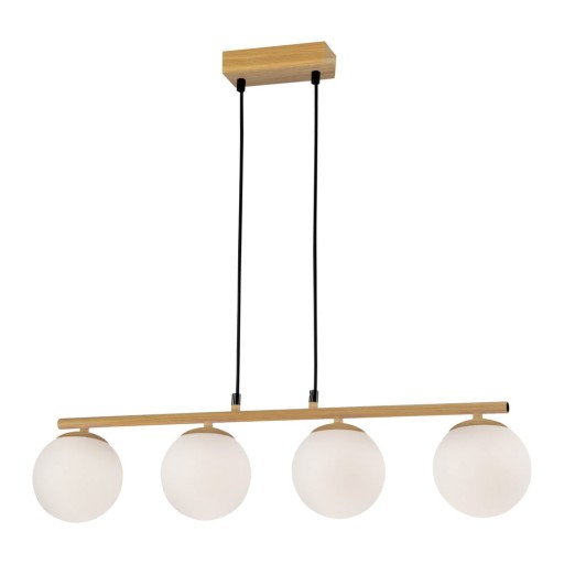 Lustră albă/în culoare naturală cu abajur din sticlă Carrine – Candellux Lighting