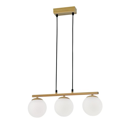 Lustră albă/în culoare naturală cu abajur din sticlă Carrine – Candellux Lighting