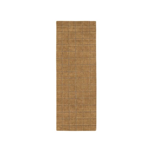 Covor tip traversă galben ocru țesut manual din lână 80x230 cm Mosaic Ochre – Lorena Canals