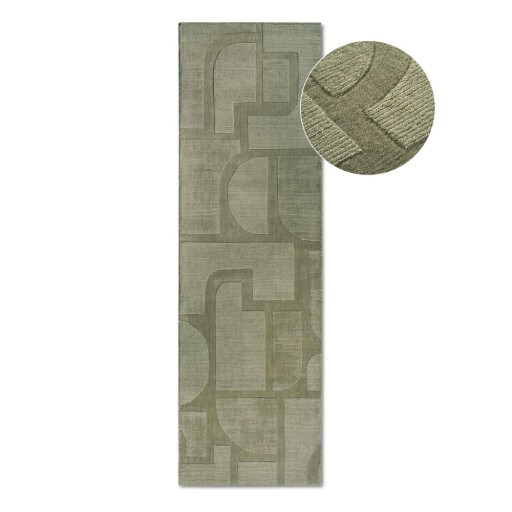 Covor tip traversă verde țesut manual din lână 80x250 cm Alexis – Villeroy&Boch