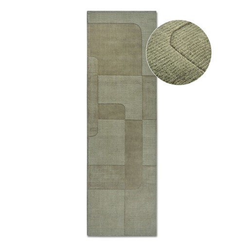 Covor tip traversă verde țesut manual din lână 80x250 cm Charlotte – Villeroy&Boch