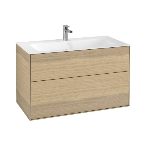 Dulap baza suspendat Villeroy & Boch Finion cu 2 sertare  100x59x50cm  Oak Veneer
