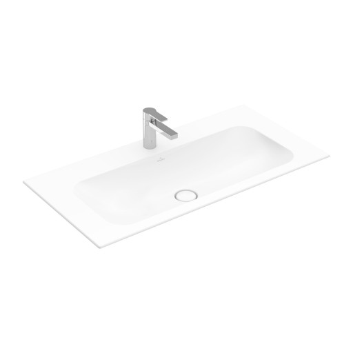 Lavoar Villeroy & Boch Finion Ceramic Plus  100x50cm  fara preaplin  montare pe mobilier  ventil fix cu capac ceramic  Stone White