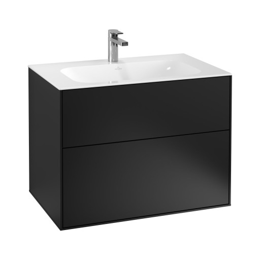 Dulap baza suspendat Villeroy & Boch Finion cu 2 sertare  80x59x50cm  Black Matt