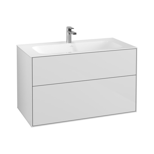 Dulap baza suspendat Villeroy & Boch Finion cu 2 sertare  100x59x50cm  Glossy White