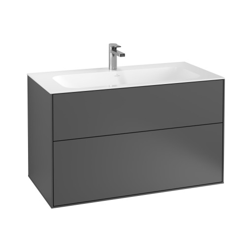 Dulap baza suspendat Villeroy & Boch Finion cu 2 sertare  100x59x50cm  Anthracite Matt