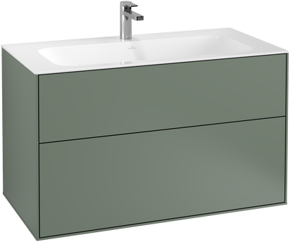 Dulap baza suspendat Villeroy & Boch Finion cu 2 sertare  100x59x50cm  Olive Matt