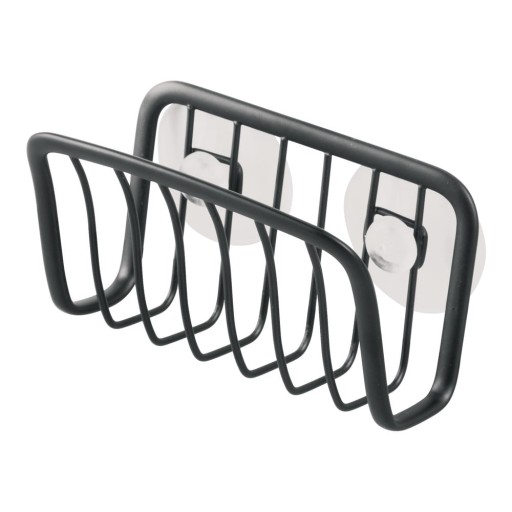 Suport metalic cu ventuze iDesign Axis, 6,5 x 14 cm, negru