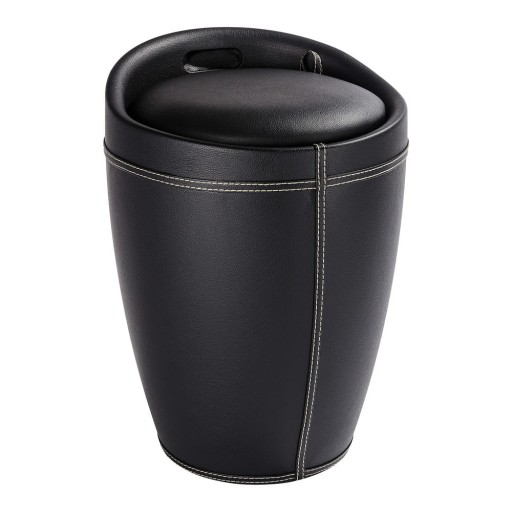 Coș de rufe taburet Wenko Linen Look, 20 l, negru