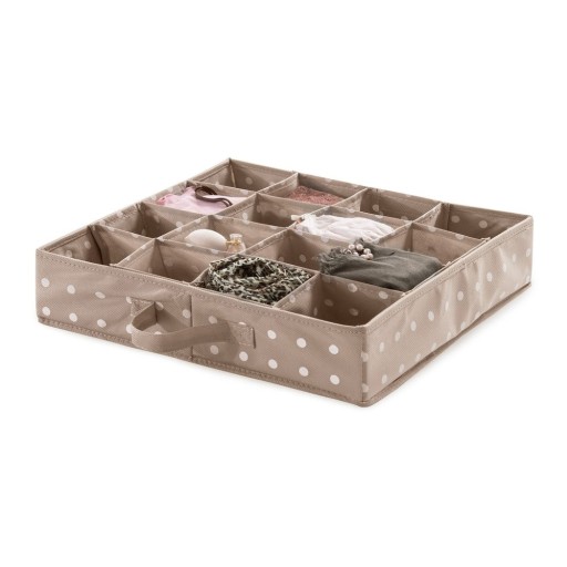 Organizator cu 16 compartimente pentru sertare, Compactor Dots, bej