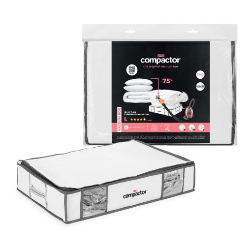 Cutie de depozitare pentru haine din material textil cu vacuum/cu pereți întăriți 65x50x15,5 cm Life – Compactor