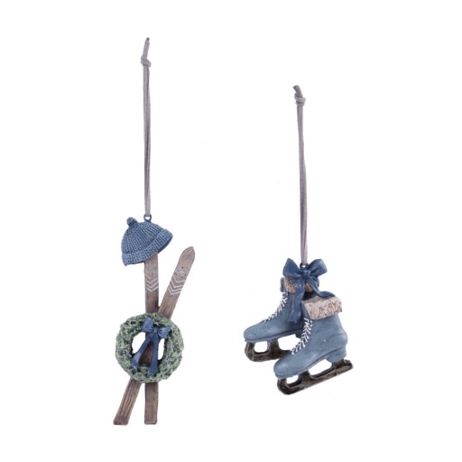 Set 2 ornamente suspendate în formă de patine și schiuri Ego Dekor