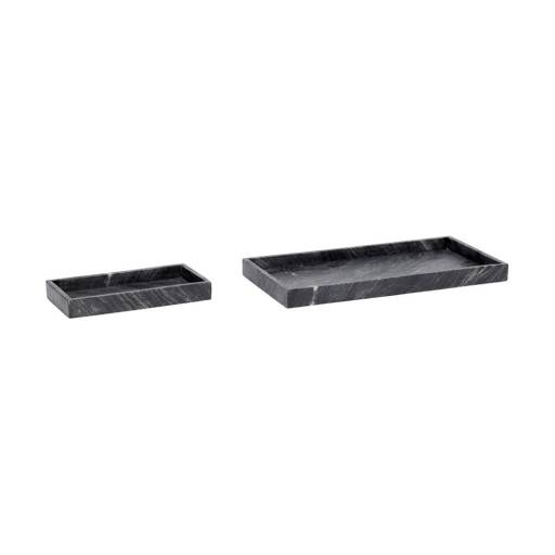 Set 2 tăvi din marmură Hübsch Nena, negru
