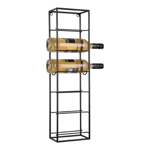 Raft pentru sticle de vin negru pentru perete din metal număr sticle 6 Single – PT LIVING