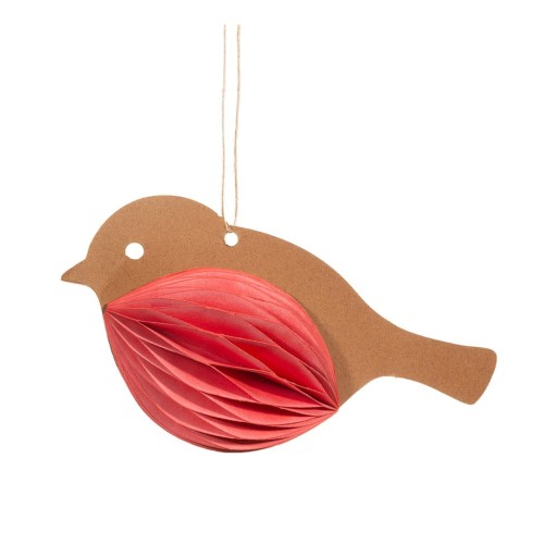 Ornament de Crăciun lucrat manual din hârtie 7 cm Honeycomb Robin – Sass & Belle