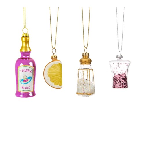 Ornamente de Crăciun lucrate manual 4 buc. din sticlă 9,5 cm Tequila – Sass & Belle