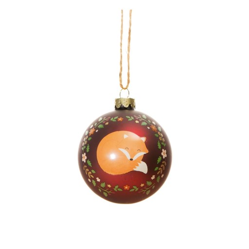 Glob de Crăciun lucrat manual din sticlă ø 8 cm Woodland Fox – Sass & Belle