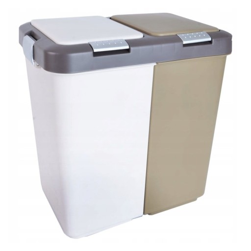 Coș de gunoi alb/bej de reciclat 2x20 l din plastic Duo Dust – Orion