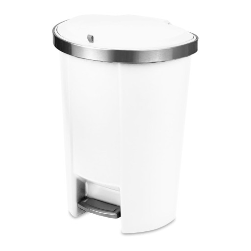 Coș de gunoi alb cu pedală din plastic 50 l – Addis