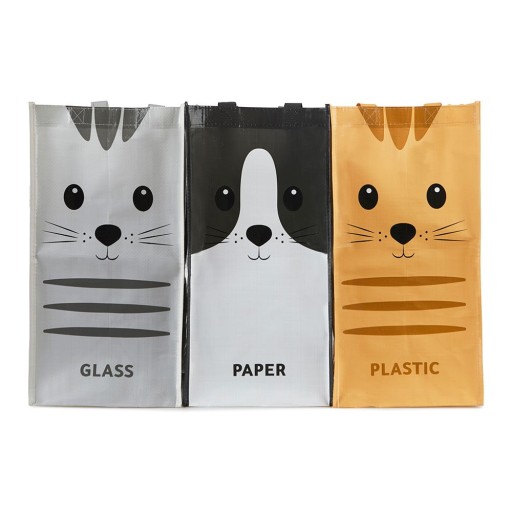 Set de pungi pentru reciclare 3 buc. 3x20 l din plastic Meow – Balvi