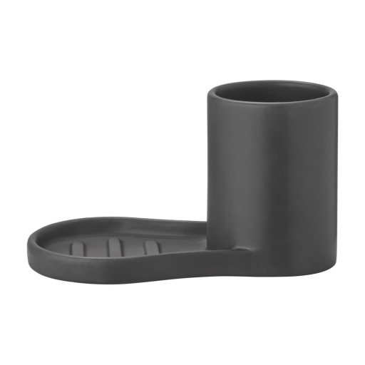 Suport pentru accesorii de spălat negru din gresie Piro – Blomus