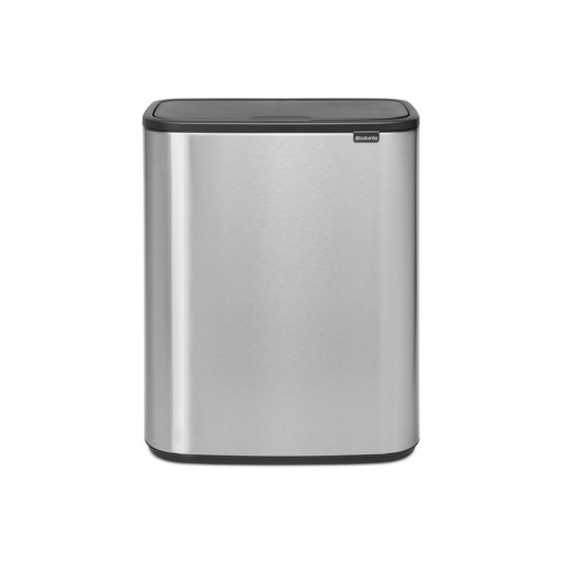 Cos de gunoi cu soft touch, Brabantia, Bo Touch Matt Fingerprint Proof, 60 L, 31.2x54.5x65.6 cm, otel, argintiu