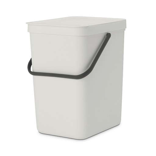 Cos de gunoi, Brabantia, Sort&amp;Go, 25 L, 34.5x26.8x40.1 cm, polipropilena, gri deschis