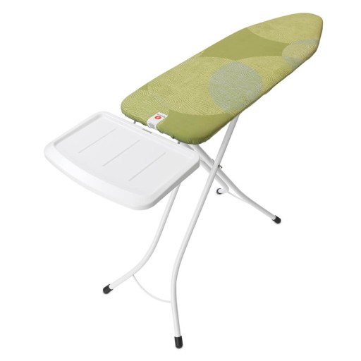 Masa de calcat, Brabantia B, Calm Rustle, 124x38 cm, 7 pozitii de reglare, cu suport statie de calcat, otel/bumbac