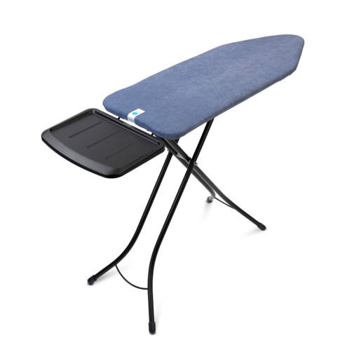 Masa de calcat, Brabantia C, Denim Blue, 124x45 cm, 7 pozitii de reglare, cu suport statie de calcat, otel/bumbac, albastru denim