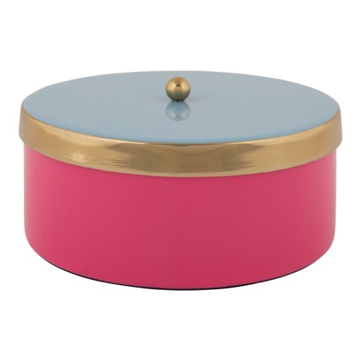 Cutie de depozitare roz din metal decorativă ø 16x6 cm Double Funky – PT LIVING