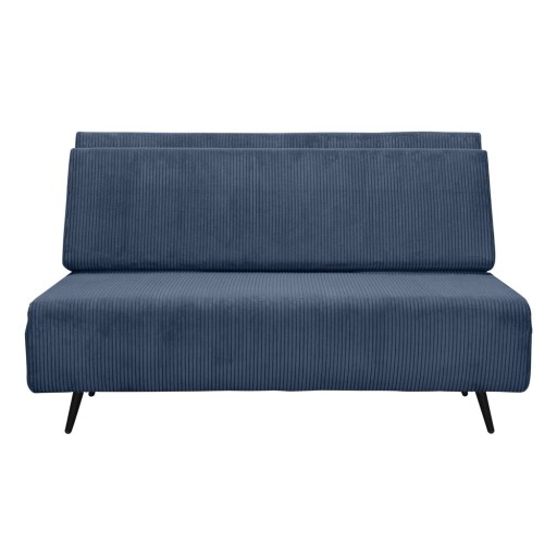 Canapea albastră extensibilă cu tapițerie din catifea reiată 140 cm Mallory – Støraa