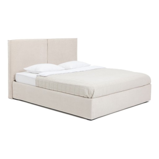 Pat matrimonial bej tapițat cu spațiu de depozitare cu somieră 160x200 cm Thessa Bold – Bonami Selection