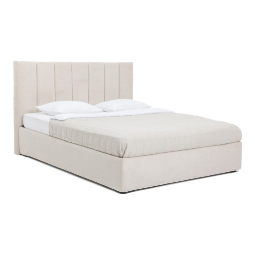 Pat matrimonial bej tapițat cu spațiu de depozitare cu somieră 160x200 cm Thessa Bold Line – Bonami Selection
