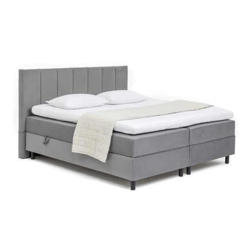 Pat boxspring gri cu spațiu de depozitare 180x200 cm Elva Bold Line – Bonami Selection