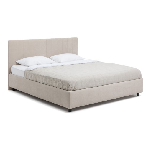 Pat matrimonial bej tapițat cu spațiu de depozitare cu somieră 160x200 cm Myra Slim Line – Bonami Selection