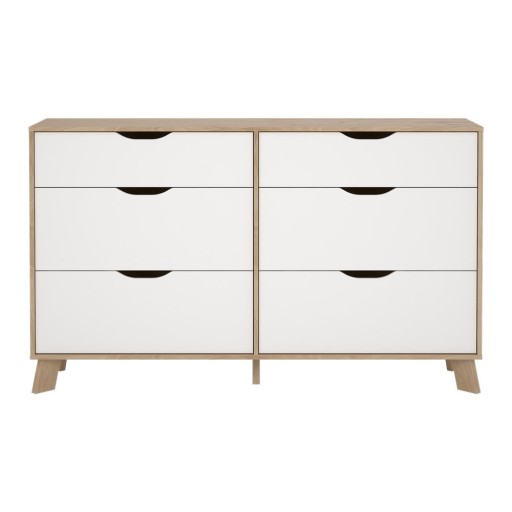 Comodă albă-în culoare naturală cu aspect de lemn de stejar 156x92x40 cm Ikast – Tvilum
