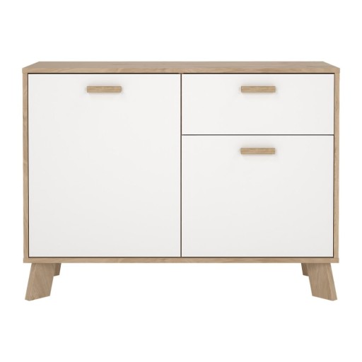 Comodă albă-în culoare naturală cu aspect de lemn de stejar 99x73x39 cm Ikast – Tvilum