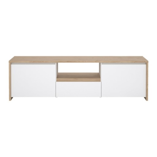 Comodă TV albă-în culoare naturală cu aspect de lemn de stejar 179x52x48 cm Next – Tvilum