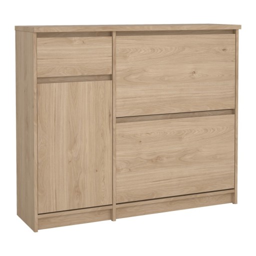 Pantofar în culoare naturală cu deschidere înclinată cu aspect de lemn de stejar 109x93x32 cm Naia – Tvilum