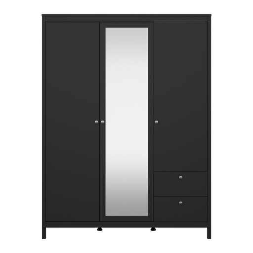 Șifonier negru cu oglindă 150x199x58 cm Madrid – Tvilum