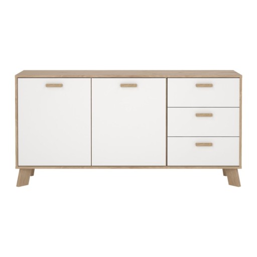 Comodă albă-în culoare naturală cu aspect de lemn de stejar 147x73x39 cm Ikast – Tvilum