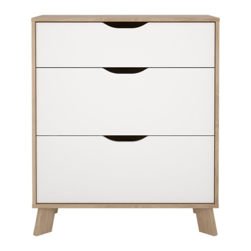 Comodă albă-în culoare naturală cu aspect de lemn de stejar 79x92x40 cm Ikast – Tvilum