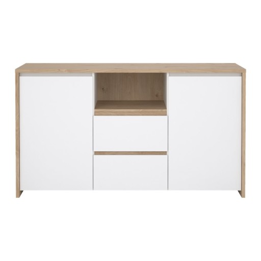 Comodă albă-în culoare naturală cu aspect de lemn de stejar 149x84x48 cm Next – Tvilum