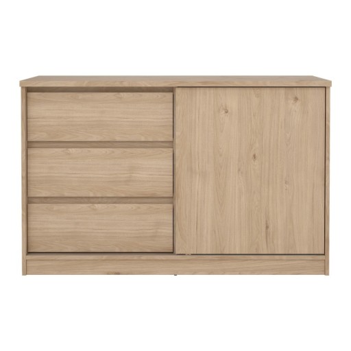 Comodă în culoare naturală cu aspect de lemn de stejar cu ușă glisantă 119x76x50 cm Naia – Tvilum