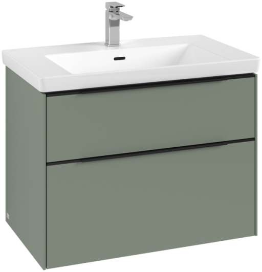 Dulap baza suspendat Villeroy & Boch Subway 3.0 772x576x478 mm cu doua sertare  Soft Green  maner Volcano Black