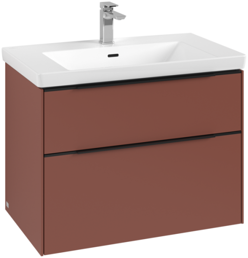 Dulap baza suspendat Villeroy & Boch Subway 3.0 772x576x478 mm cu doua sertare  Wine Red  maner Volcano Black