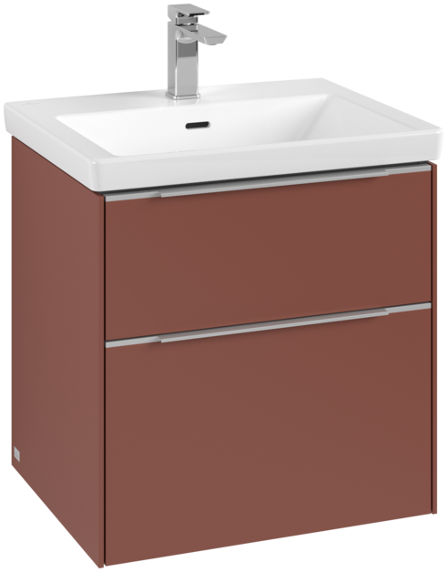 Dulap baza suspendat Villeroy & Boch Subway 3.0 572x576x478 mm cu doua sertare  Wine Red  maner aluminiu