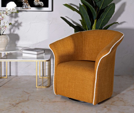 Fotoliu rotativ Senape Siena Swivel, Mauro Ferretti, 83.5x66x80 cm, fier/poliester, galben mustar